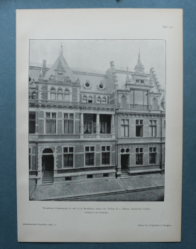 Kunstdruck Architektur Küsseldorf 1894 Wohnhäuser Gartenstrasse 61 und 63